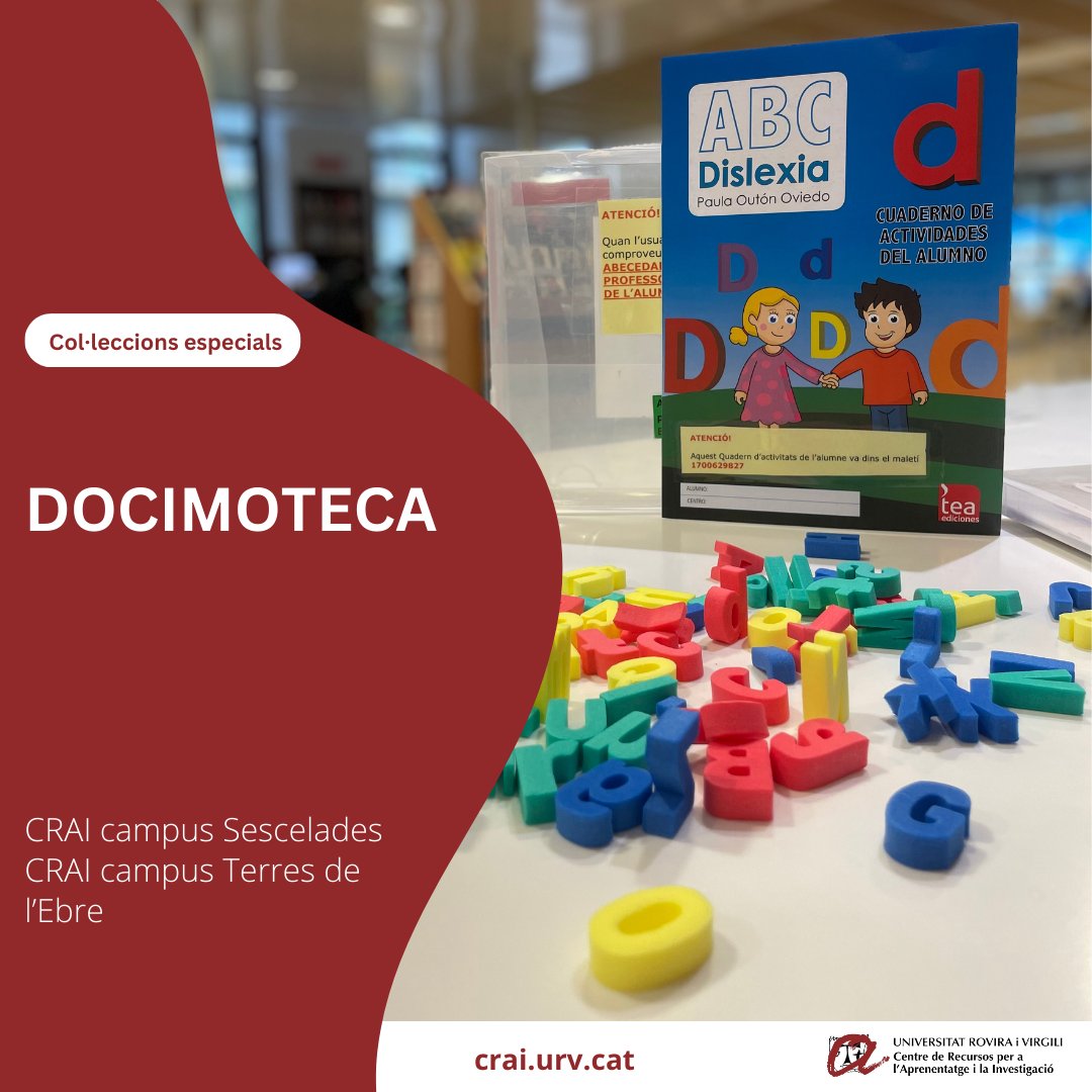 craiURV's tweet photo. Al #CRAISescelades i al #CRAITerresdelEbre teniu la #Docimoteca

👉col·lecció formada per material psicotècnic, d'avaluació psicològica i psicoeducativa, que podeu utilitzar per als vostres estudis!

🔗 https://t.co/PuRIiQSVgS
🔗https://t.co/ck4yV0niVw

#ColleccionsEspecials https://t.co/v5rYbk9nXB