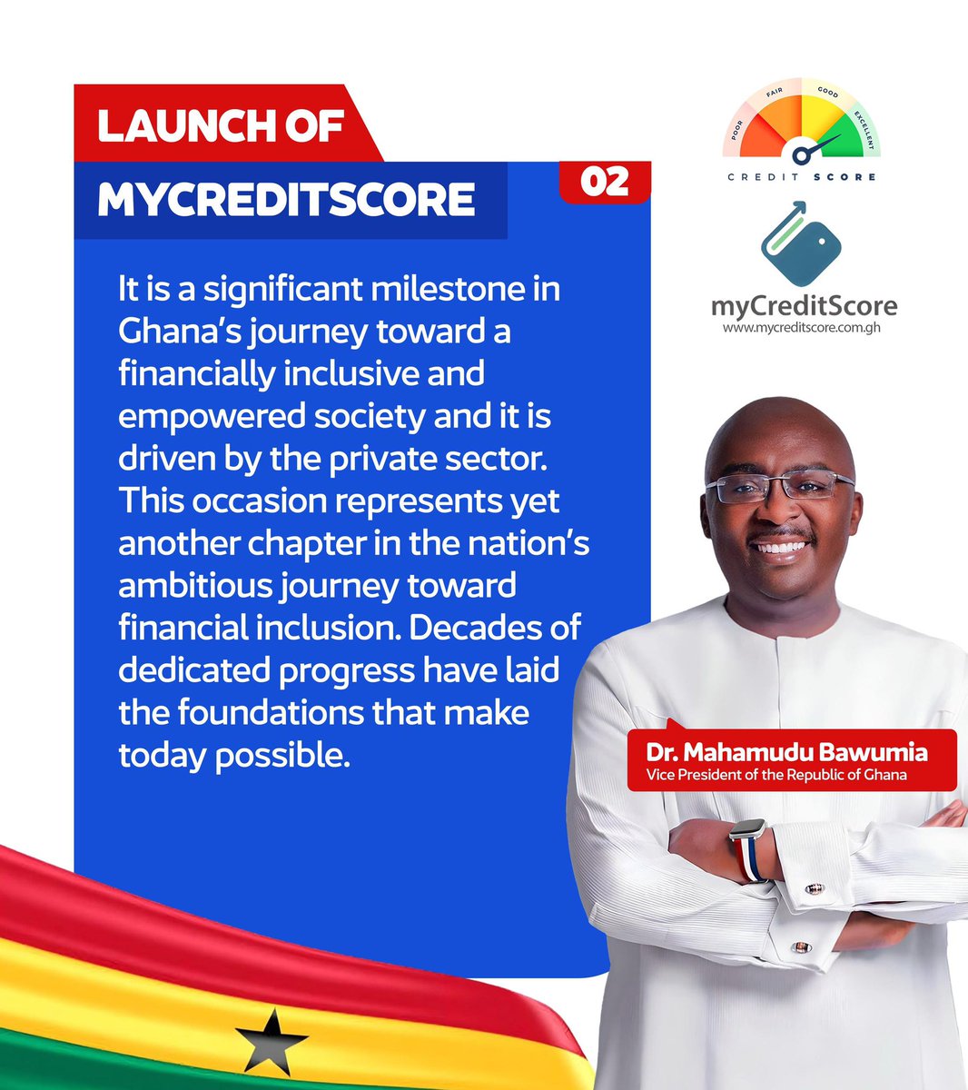 BawumiaCampaign's tweet photo. Here are the excerpts of Dr. Bawumiaโs speech at the launch of the Credit Scoring System in Ghana. A thread ๐ชก๐
#CreditScoreSystem
#Bawumia2024 https://t.co/ilpE8gkNps
