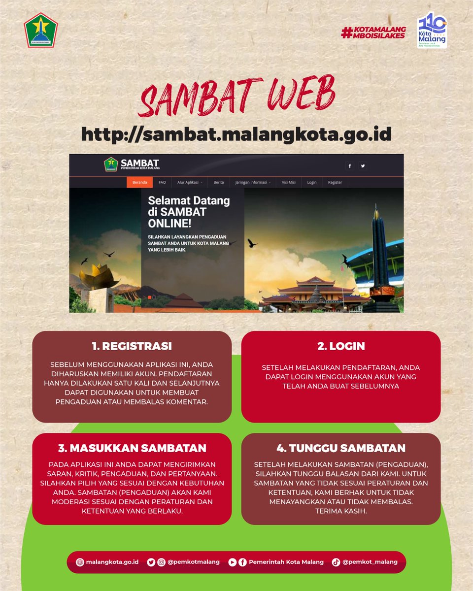 kecklojen's tweet photo. Peraturan Walikota Malang No 19 Tahun 2010 tentang Penyelenggaraan Pengaduan di Lingkungan Pemerintah Kota Malang pasal 5, maka bagi sobat  sehat semua bisa melaporkan pengaduan melalui website sambat atau sms ke nomor 08133347111
Sumber: @pemkotmalang
#pengaduan https://t.co/NBJ1zUB1fj