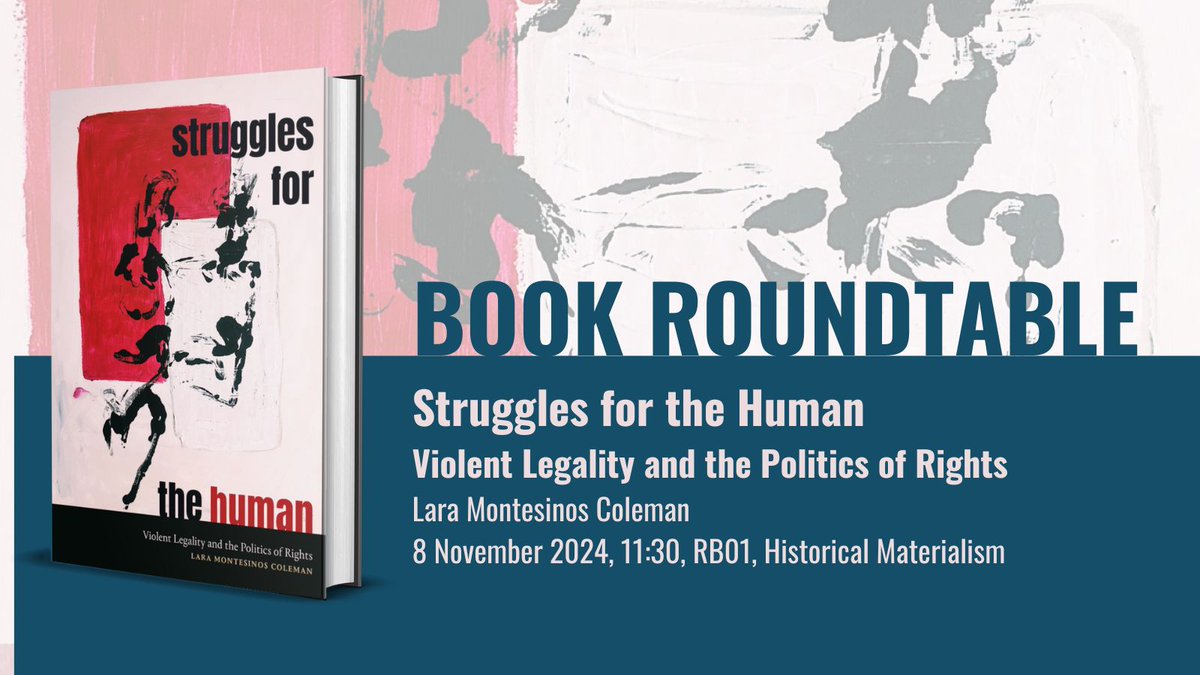 MNG - University Presses (@mngup_books) on Twitter photo Join author <a href="/LaraMonteCo/">Lara Montesinos Coleman</a> for a roundtable discussion of Struggles for the Human today at 11:30 GMT, RB01, Historical Materialism.
Shop the book: combinedacademic.co.uk/9781478025566/…
Browse our virtual exhibit: combinedacademic.co.uk/hm-2024/
<a href="/histmat/">Historical Materialism Journal</a> <a href="/DukePress/">Duke University Press</a> Join author <a href="/LaraMonteCo/">Lara Montesinos Coleman</a> for a roundtable discussion of Struggles for the Human today at 11:30 GMT, RB01, Historical Materialism.
Shop the book: combinedacademic.co.uk/9781478025566/…
Browse our virtual exhibit: combinedacademic.co.uk/hm-2024/
<a href="/histmat/">Historical Materialism Journal</a> <a href="/DukePress/">Duke University Press</a>