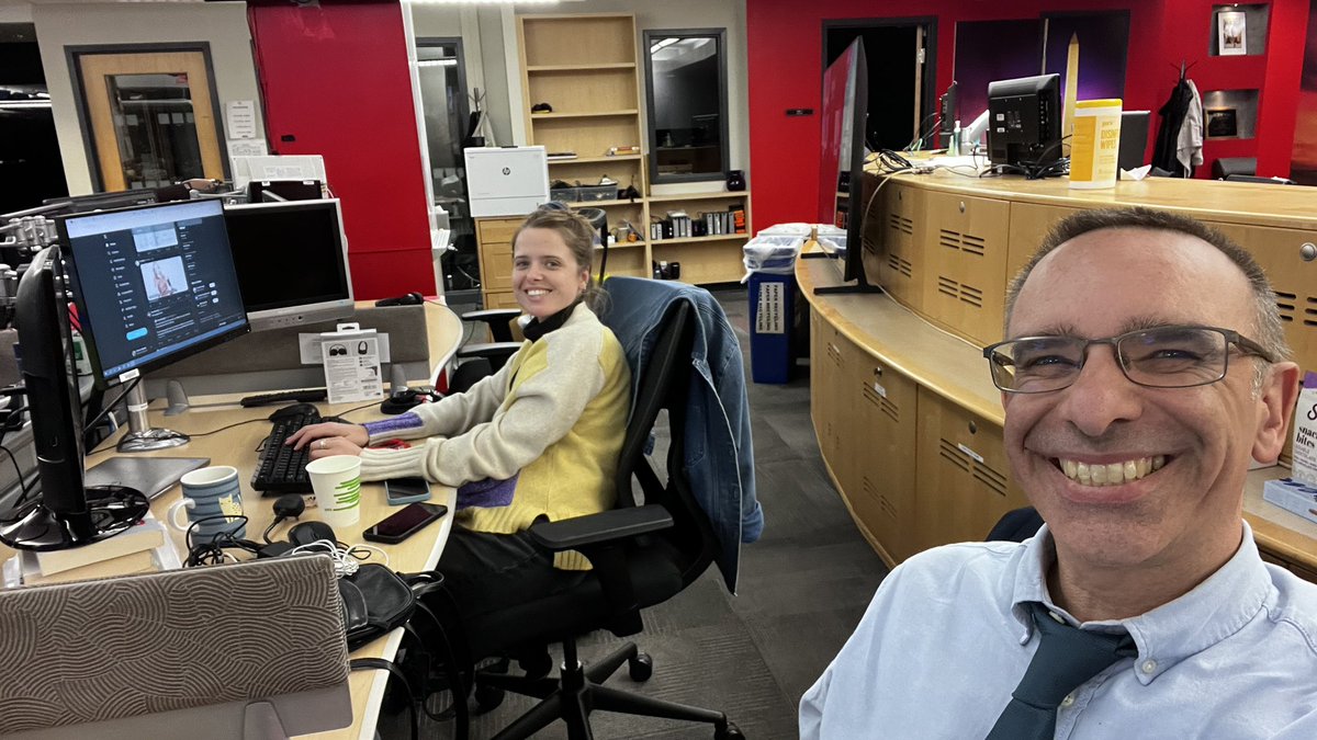 It’s 3.22am  in Washington DC and here is your night shift. Myself and the talented @phobehopson. Brought to you by large helpings of @cym_deli coffee. Available on all good news channels and international radio services.