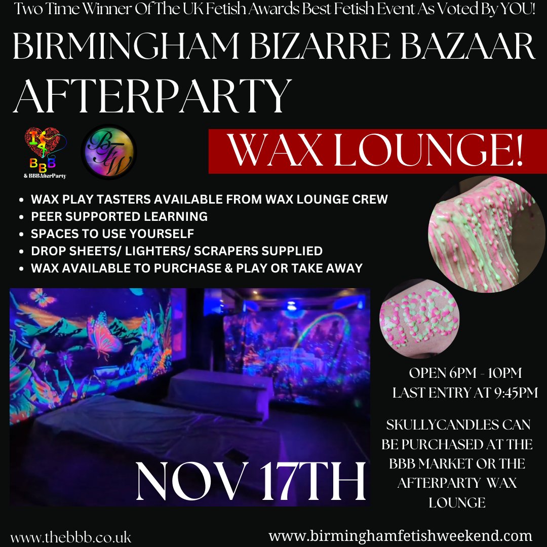 BBBAltFetBazaar's tweet image. Have you tried the wax lounge at the Afterparty?
SkullyCandles team sells at the market during the day, but you can also grab their products in the wax lounge! 

#wax #candles #bodysafe #waxplay #bbb #market #afterparty #soycandles #nothingadded #premiumproducts #waxlounge