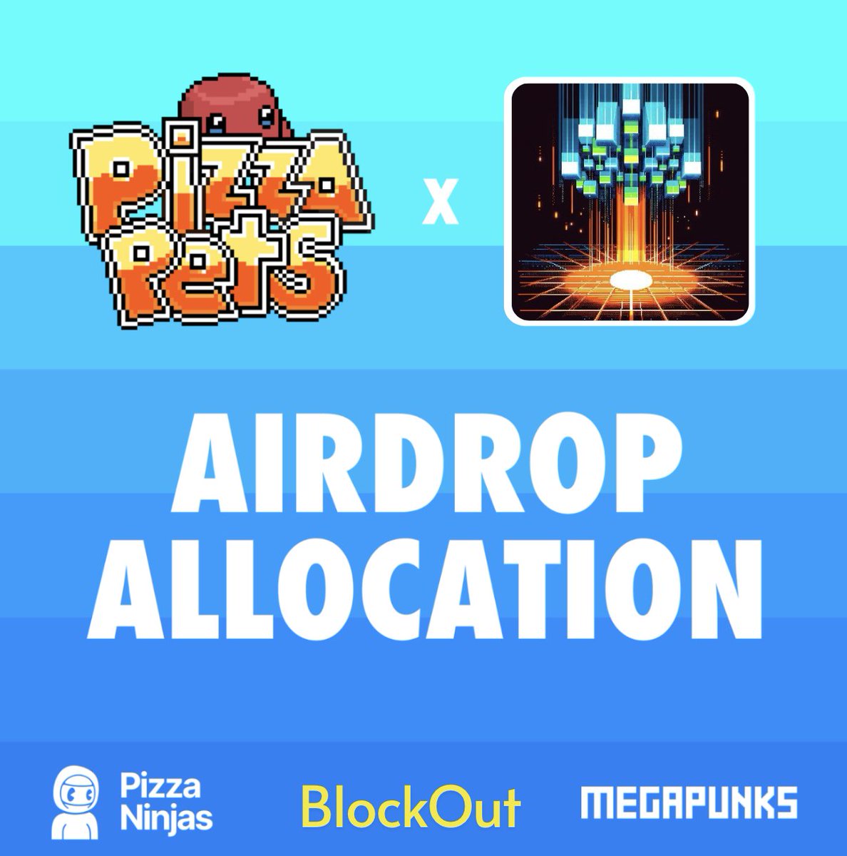 BlockOut (@ordinalblockout) on Twitter photo We’ve secured an allocation for our BlockOut!
Thrilled to announce a collaboration with <a href="/Pizza_Ninjas/">Pizza Ninjas</a> & <a href="/MegaPunks_BTC/">MegaPunks</a> on their upcoming <a href="/Pizza_Pets/">Pizza Pets Game</a> airdrop.
Games Onchain!!! We’ve secured an allocation for our BlockOut!
Thrilled to announce a collaboration with <a href="/Pizza_Ninjas/">Pizza Ninjas</a> & <a href="/MegaPunks_BTC/">MegaPunks</a> on their upcoming <a href="/Pizza_Pets/">Pizza Pets Game</a> airdrop.
Games Onchain!!!