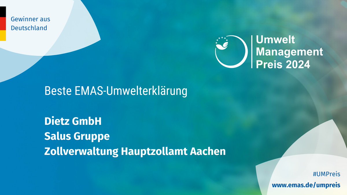 Wir möchten allen deutschen und österreichischen Gewinner*innen gratulieren, die am Dienstag die Umweltmanagement-Preise 2024 erhalten haben! 

Zu den Gewinnerportraits: emas.de/emas-wettbewer…
