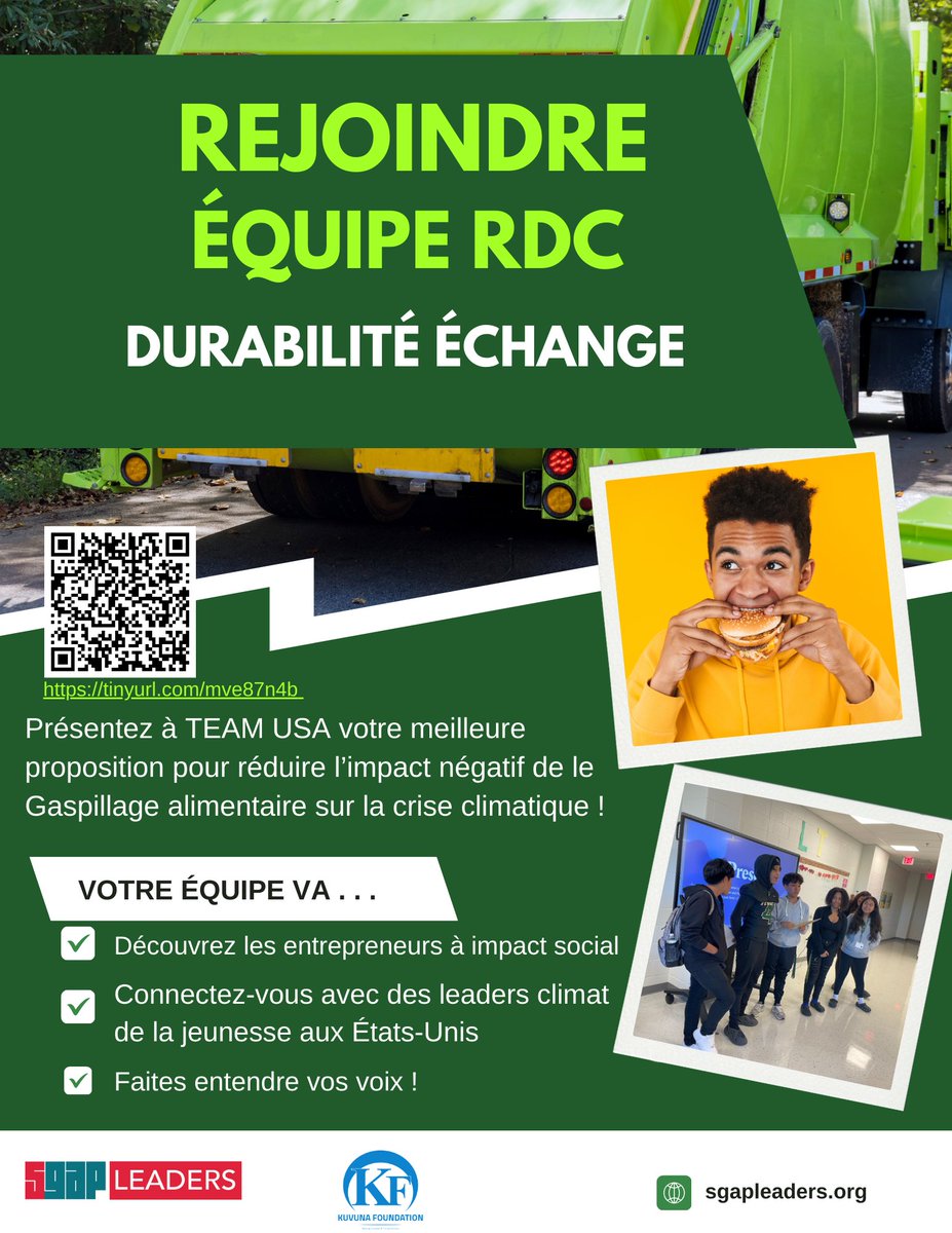 KuvunaFound's tweet photo. Explore real-world climate challenges in your community, like food waste and EV battery disposaland discover how you can make a lasting impact.
Eligibility : 15 to 26 years old,English, be in Kinshasa. Apply before November 11 via Mme Zadia +243 817 022 712 / zadia@kuvuna.org https://t.co/3Y3IFTZrLo