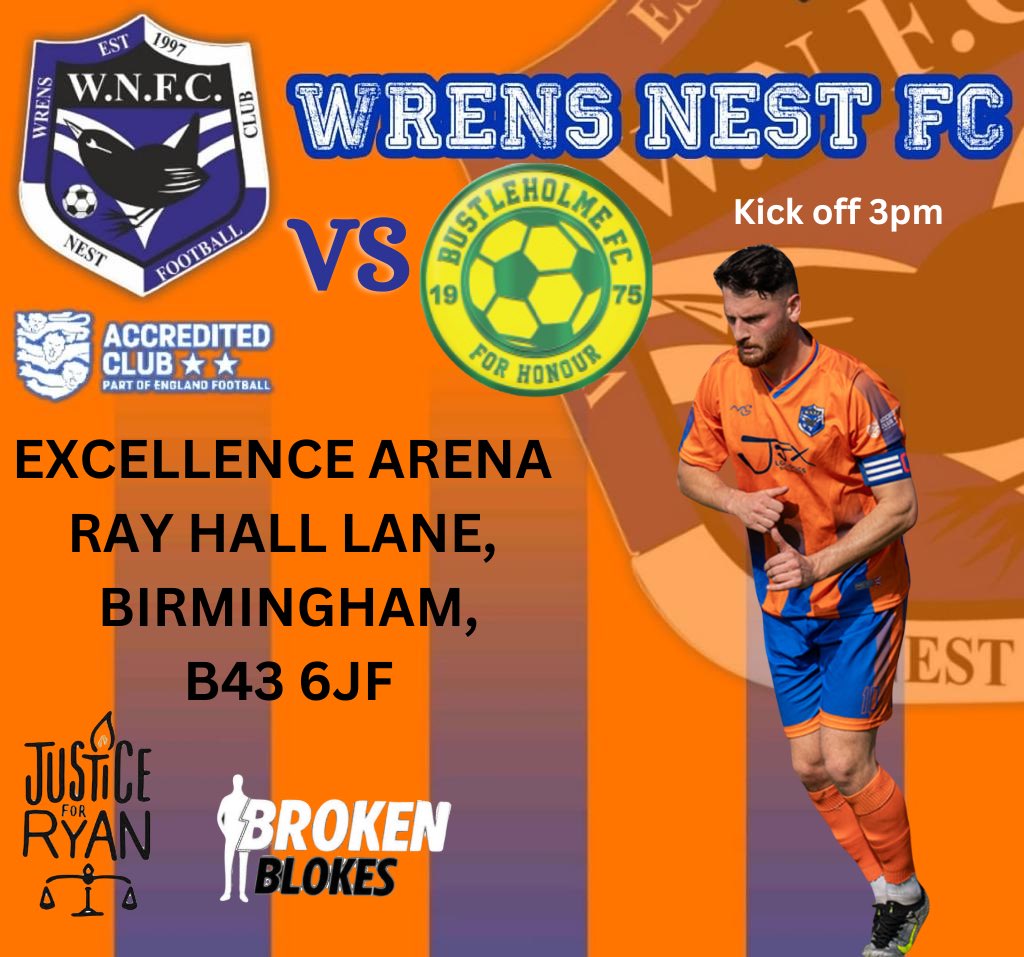 Saturday 9th November 

We look to keep to winning ways tomorrow against a tough opponent in <a href="/BustleholmeFC1/">Bustleholme FC</a> who sit 5th in the table…

Can Wrenna get a 3rd win on the bounce? 👀🧡💙

<a href="/JusticeFor_Ryan/">Justice For Ryan</a> 
<a href="/brokenblokes/">Broken Blokes</a>