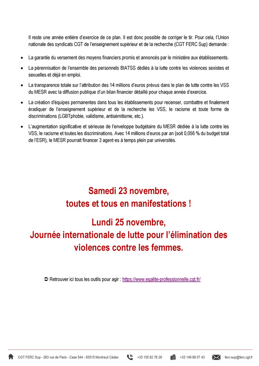 CgtFercSup's tweet photo. 🔴 ESR - Lutte contre les violences sexistes et sexuelles : mais où est passé l’argent ? 
C'est seulement 0,014 % du budget théorique du MESR qui est consacré chaque année à la lutte contre les VSS. Il est où le "plan dense et ambitieux" ?
Communiqué ⤵️
https://t.co/tUkpHFy2ph https://t.co/Al4eOpUpS2