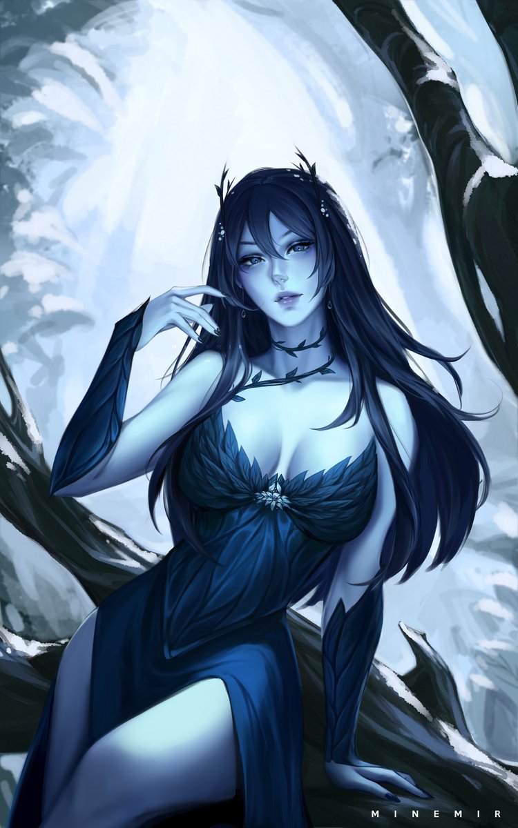 Minemir_'s tweet photo. sketch  vs  final art ❄ comms work https://t.co/8utvMoDUzJ
