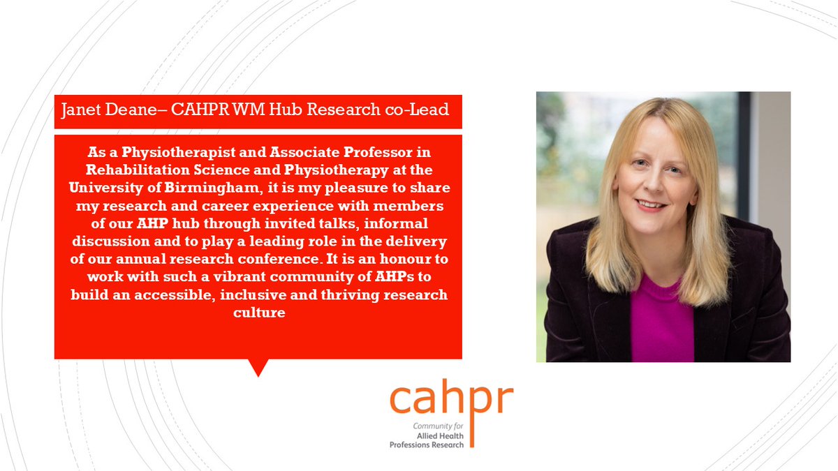 CAHPR West Mids (@cahprwestmids) on Twitter photo Happy Friday! Meet our fabulous research lead <a href="/DrJanetDeane/">Dr Janet Deane</a> 👋👋Don't forget to confirm your attendance at our Autumn meeting <a href="/unibirmingham/">Uni of Birmingham</a> .... It's proving to be a popular event and we have a waiting list <a href="/bhamcommunity/">@bhamcommunity</a> <a href="/UHBTherapy/">UHB Therapy Services</a> <a href="/BHPComms/">Birmingham Health Partners</a> @CRN_WMid <a href="/c_ahern26/">caroline miller</a> Happy Friday! Meet our fabulous research lead <a href="/DrJanetDeane/">Dr Janet Deane</a> 👋👋Don't forget to confirm your attendance at our Autumn meeting <a href="/unibirmingham/">Uni of Birmingham</a> .... It's proving to be a popular event and we have a waiting list <a href="/bhamcommunity/">@bhamcommunity</a> <a href="/UHBTherapy/">UHB Therapy Services</a> <a href="/BHPComms/">Birmingham Health Partners</a> @CRN_WMid <a href="/c_ahern26/">caroline miller</a>