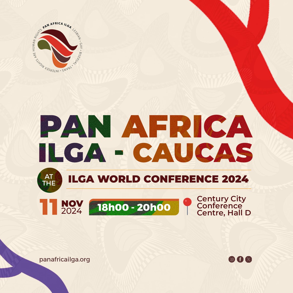 🏳️‍🌈🌍 Are you in Cape Town for the ILGA World Conference? Join us for the Pan Africa ILGA Caucus, a unique opportunity to connect, strategise, and engage on key issues affecting LGBTIQ+ rights across Africa. Let's amplify our voices together!

🗓️ Date: Monday, 11 November
🕕 Time: