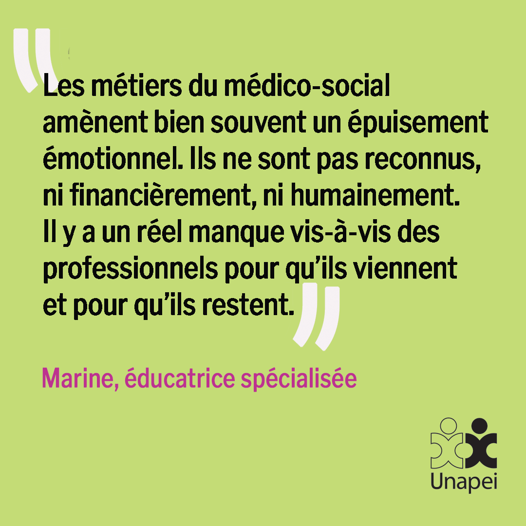 🟢PROFESSIONNELS : Sans mise en place d’un plan d’attractivité, c’est la qualité de l’accompagnement et les droits des pers. en sit. de handicap qui sont menacés !

👉L'Unapei exige des engagements concernant:
-Les conditions de travail
-La rémunération
-La formation

#PLFSS2025
