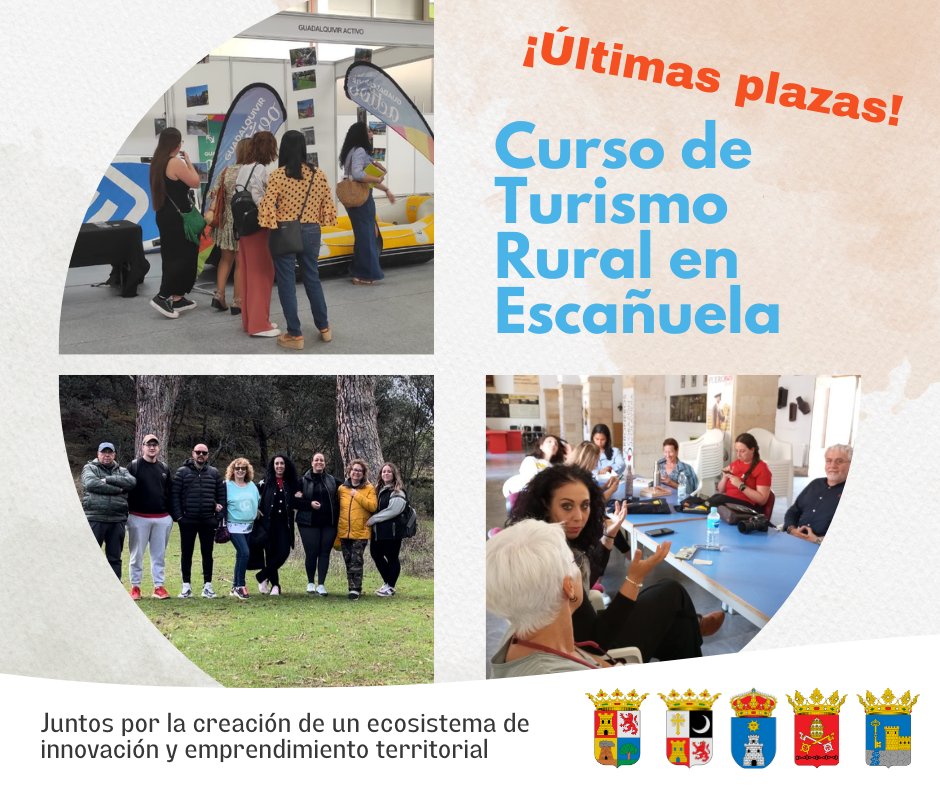 El 12 de noviembre comenzamos el curso Iniciativas Emprendedoras en Turismo Rural en Escañuela, inscripciones: 647 834 640 o escribe a
retodemografico@carboneros.es #RetoDemográfico #FormaciónGratuita #DesarrolloRural
#OportunidadesParaTodos <a href="/santaelenajaen/">Santa Elena</a>