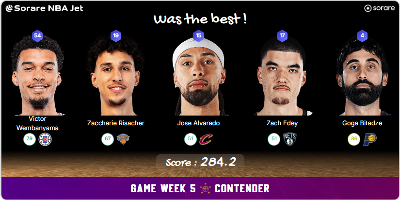 5majeursorare's tweet photo. On retrouve les lineups parfaites pour cette #GameWeek05 sur @SorareNBA

Powered by @SorareNbaJet https://t.co/3davbZwTJV