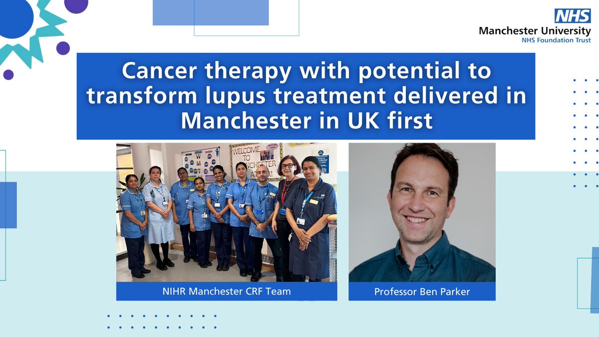 MFT Research and Innovation (@mft_research) on Twitter photo 🗞️ We are proud and delighted at <a href="/MFTnhs/">MFT NHS</a> to be the first in the UK to deliver innovative, one-off CAR-T therapy for the most serious form of lupus (an autoimmune condition).
The research is led by Professor Ben Parker, delivered at <a href="/ManchesterCRF/">NIHR Manchester CRF</a> 👏
👇
research.cmft.nhs.uk/news-events/ca… 🗞️ We are proud and delighted at <a href="/MFTnhs/">MFT NHS</a> to be the first in the UK to deliver innovative, one-off CAR-T therapy for the most serious form of lupus (an autoimmune condition).
The research is led by Professor Ben Parker, delivered at <a href="/ManchesterCRF/">NIHR Manchester CRF</a> 👏
👇
research.cmft.nhs.uk/news-events/ca…