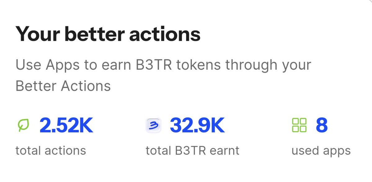 Monkey_D_Crypto's tweet image. Since the start of #VeBetterDAO, I've earned around 33,000 $b3tr (~$1,500) by taking actions that make a positive impact on the world and myself by making my life healthier and #sustainable 🌱 Join the Vebetterdao now, you are losing all of these rewards 👀👇 #VeChain #Web3 #RWA