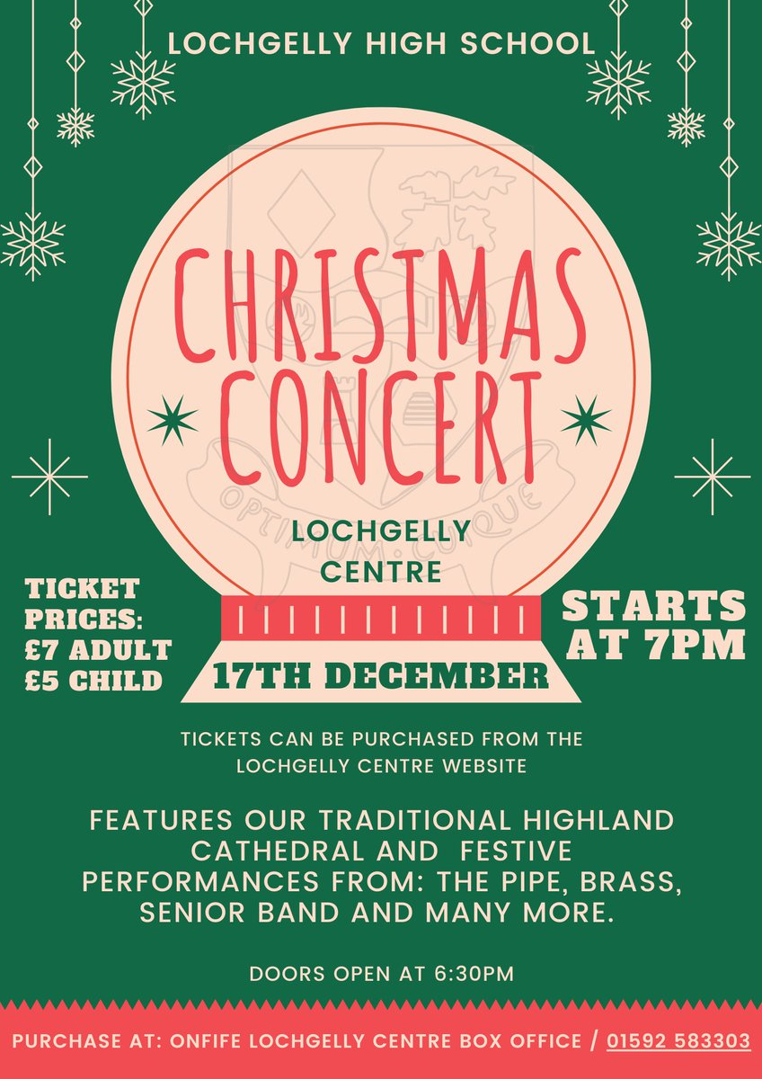 lhs_music's tweet photo. Come along to our Christmas concert on Tuesday the 17th of December @ Lochgelly Centre. 🎄🎅🎹🎶🎵🎻🎷🪈🎸 It is shaping up to be a really good night, so make sure you don't miss out! @LochgellyHS #LHSCelebratingSuccess #Respect #Resilience #Responsible https://t.co/jqeUSNLT7k