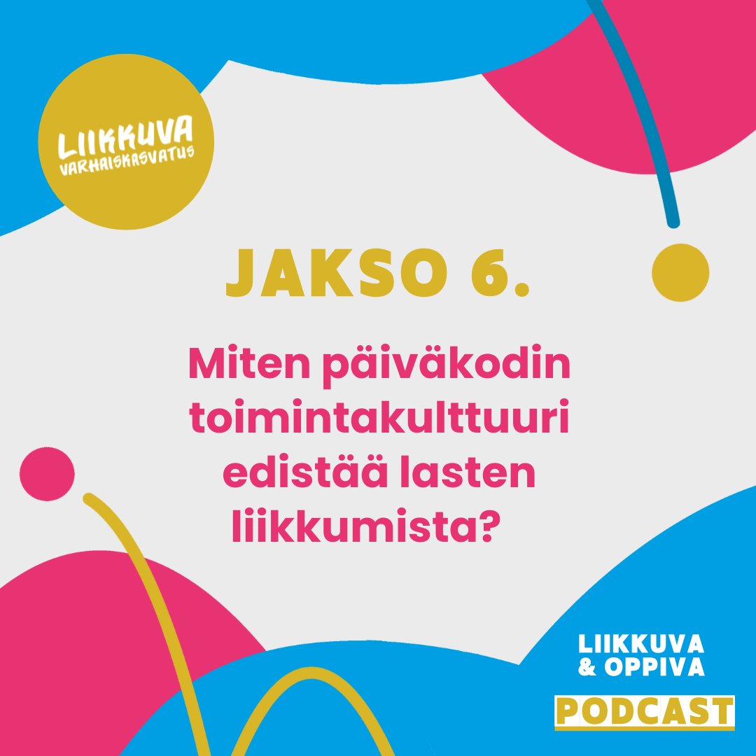 🎙️ #PodcastPerjantai on taas täällä, sillä Liikkuva ja oppiva -podcastista julkaistaan marraskuun aikana uusia jaksoja!

Uusimmissa Liikkuva ja oppiva -podcasteissa sukelletaan aktiivisempien ja viihtyisämpien varhaiskasvatuspäivien maailmaan 🤸‍♀️
liikkuvavarhaiskasvatus.fi/liikkuva-ja-op…