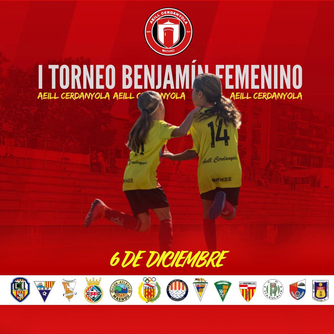 🔴 𝐈 𝐓𝐎𝐑𝐍𝐄𝐎 𝐁𝐄𝐍𝐉𝐀𝐌Í𝐍 𝐅𝐄𝐌𝐄𝐍𝐈𝐍𝐎 𝐀𝐄𝐈𝐋𝐋 𝐂𝐄𝐑𝐃𝐀𝐃𝐍𝐘𝐎𝐋𝐀.

ℹ️ El día 6 de diciembre, tendrá lugar el 1r Torneo benjamín femenino AEiLL Cerdanyola de Mataró. 

¡A día de hoy únicamente tenemos una vacante!