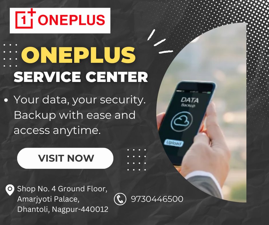 IndiaOneplus's tweet photo. Need a secure backup for your OnePlus device in Nagpur? Our OnePlus Service Center has you covered! We offer reliable data backup solutions to keep your important files safe before any repairs or upgrades. Visit us today! #OnePlusServiceCenter #DataBackupNagpur #TechSupport https://t.co/9QhYt7ESqP