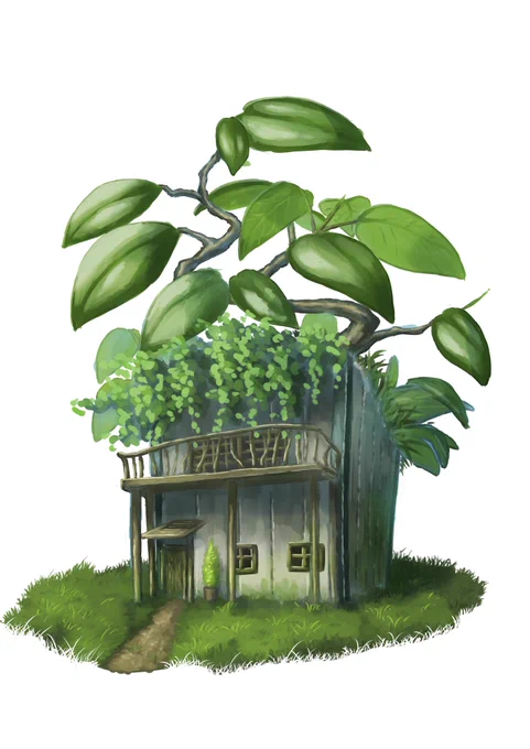 庭の片隅にあるちいさな家達 #イラスト