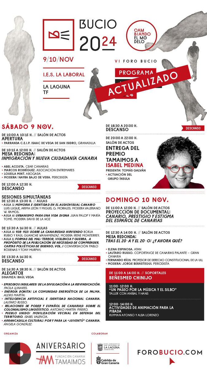 Tamaimos's tweet photo. Mañana es el gran día. Vuelve el #ForoBucio y por primera vez se celebra en #Tenerife Si te interesa #Canarias no puedes dejar pasar este programa https://t.co/zHPixmuRBm