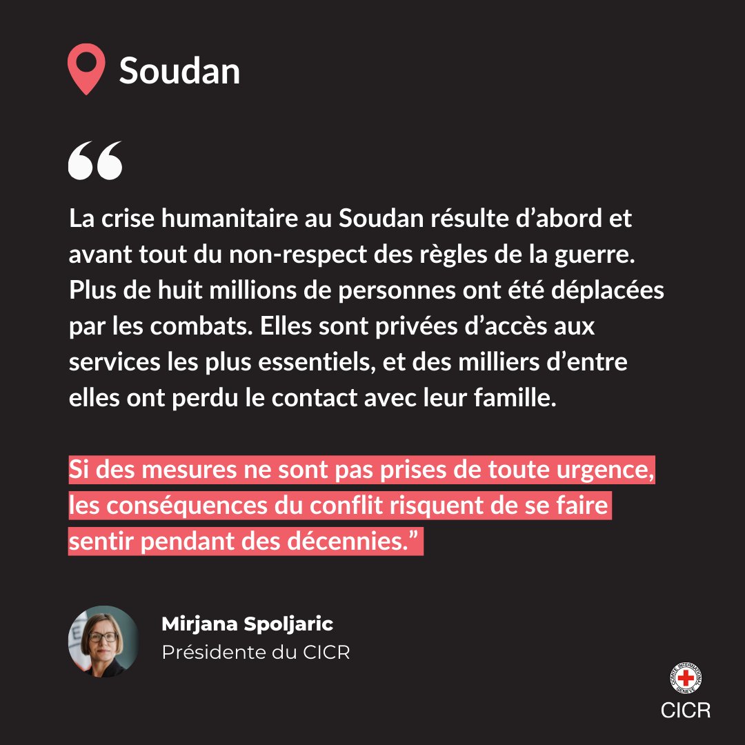 📍Soudan | De nombreuses communautés subissent de plein fouet les conséquences du #conflit sans recevoir l’aide nécessaire.

Notre présidente a conclu une visite au Soudan pour renforcer les efforts face à la situation critique de millions de Soudanais.

👉🏽ms.spr.ly/6017WbRDN