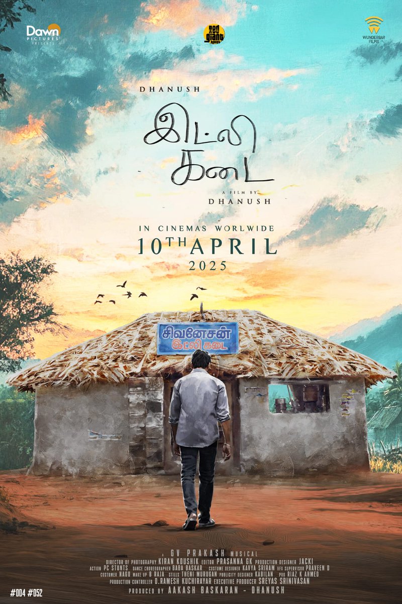 ChilliSoupp's tweet photo. Yet another blockbuster ready for  @dhanushkraja #IdliKadai is all set to release in cinemas worldwide on 10th April, 2025!  

#DD4 #D52 
@gvprakash Music 

@DawnPicturesOff @aakashbaskarann @MShenbagamoort3 @wunderbarfilms @RedGiantMovies_ @theSreyas
@jacki_art @editor_prasanna https://t.co/WHOAZczUVW