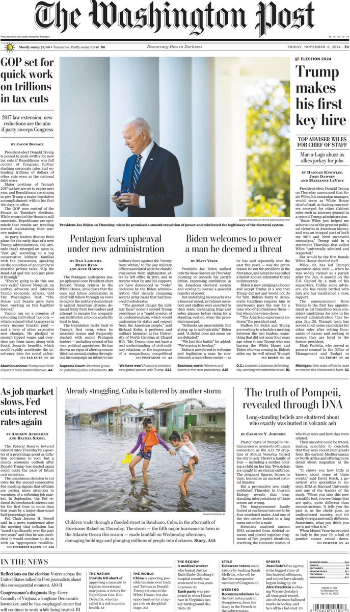 ukpapers's tweet photo. ๐บ๐ธ Pentagon Fears Upheaval Under New Administration
โซCritics fear the president-elect intends to make good on a host of campaign pledges with enormous implications for the nonpartisan military
โซ@DanLamothe @missy_ryan @AlexHortonTX
#frontpagestoday #USA @washingtonpost ๐บ๐ธ https://t.co/0vZ5RIaQOR