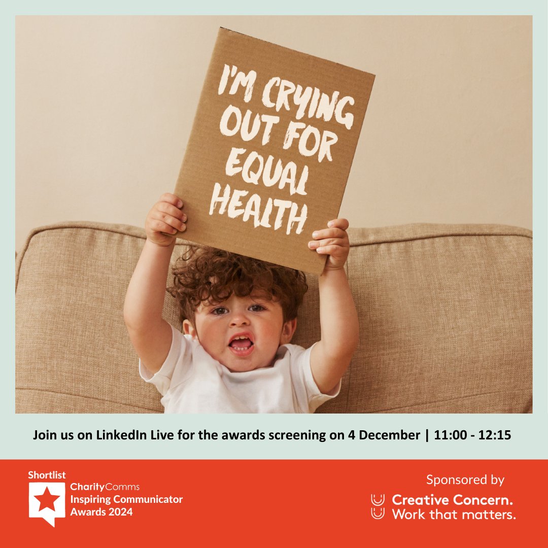 health_equals's tweet photo. We're on the shortlist for the @CharityComms Inspiring Communicator Awards for the Best Collaboration! 🎉

We've been recognised for our #MakeHealthEqual campaign with @DontPanic, shining a light on the health inequalities cutting lives short in the UK. https://t.co/R7ijxZl2KB https://t.co/WnWOcA5WXY