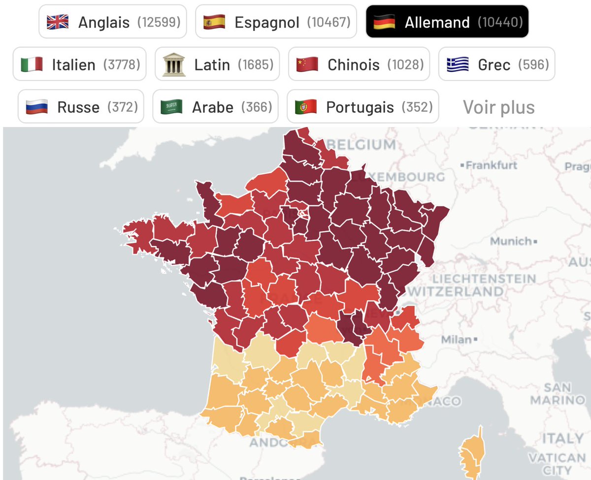 Quelles sont les langues les plus enseignées selon les départements ? 

J'ai utilisé les données récemment publiées par <a href="/education_gouv/">Ministère Éducation nationale</a>  pour réaliser une dataviz, et les résultats sont plutôt intéressants 🗺️

👉 data-broadcast.com/france/langues