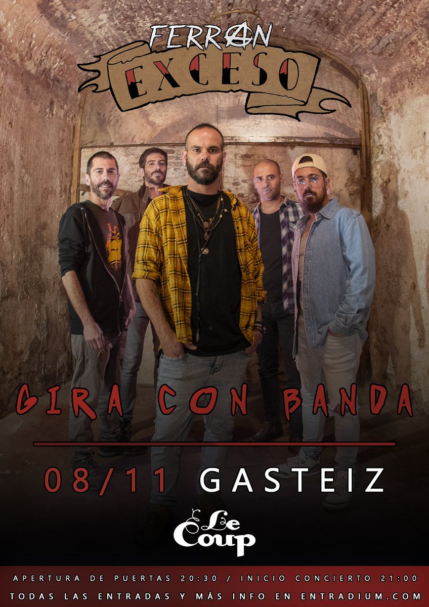 Esta Noche CON BANDA en GASTEIZ!!

📍<a href="/PubLeCoup/">Le Coup</a> 

⏰ 20:30 Puertas / 21:00 Inicio

🎟️ entradium.com/events/gasteiz…

Habrá entradas en la taquilla!!