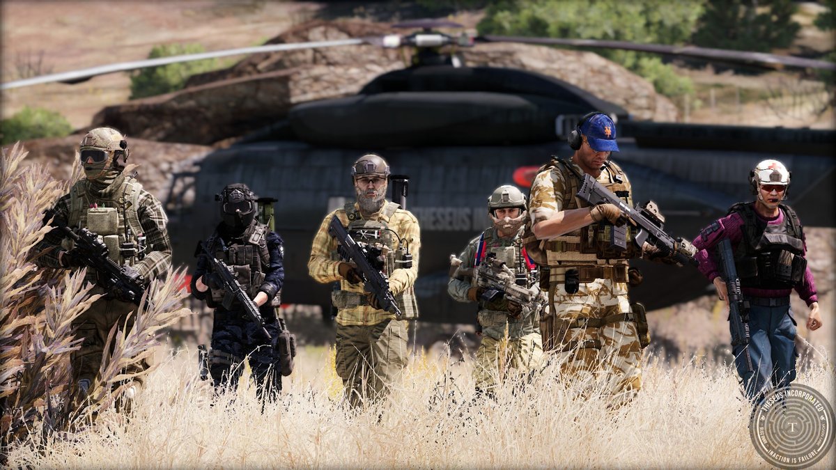TheseusInc's tweet image. Sharing more moments from past contracts: Theseus inserted by helicopter, a tight fire-and-maneuver, meeting clients's employees for an escort mission and reaching the outskirts of a settlement occupied by hostile forces.

#Arma3 #ArmaPhotography
@ArmaPlatform