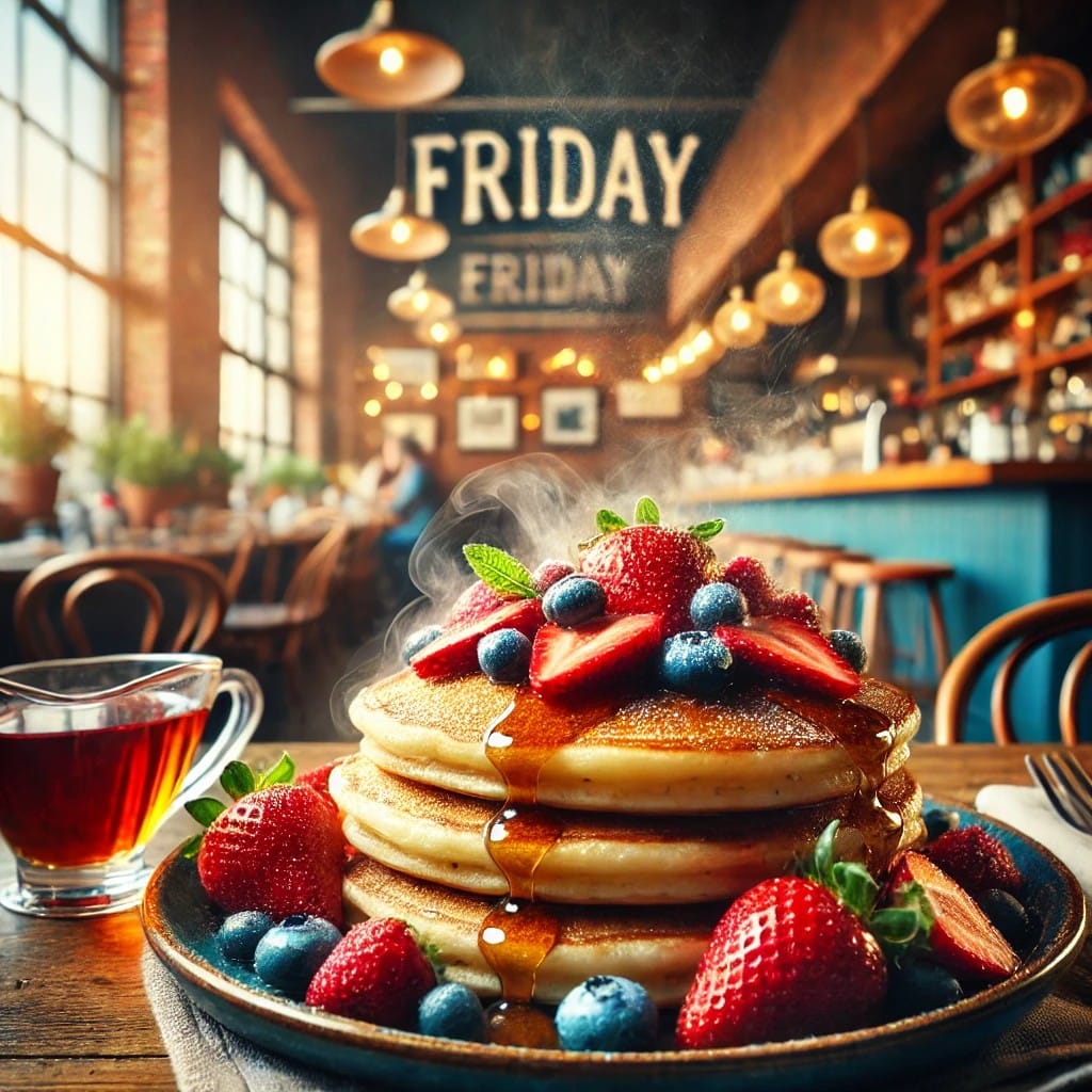 PancakeHouse46's tweet photo. 🥞 Fluffy Friday Alert at Pancake House! 🥞

Kick off your weekend with our delicious pancakes! Whether you're craving classic, berry-topped beauties, or something ext like chocolate chip or banana caramel—Friday is the day to treat yourself!
 Join us anytime today. https://t.co/Ca4TULd0Ay