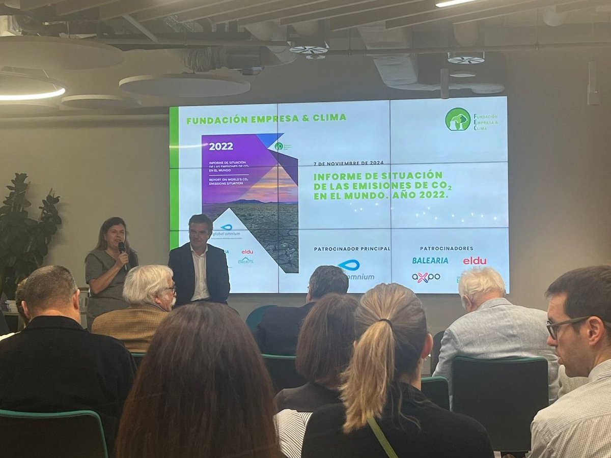empresa_clima's tweet photo. Ayer presentamos el 'Informe de Situación de las Emisiones de CO₂ en el mundo. Año 2022', con el apoyo de @ferrerforgood.
Gracias a los patrocinadores @GlobalOmnium, @Balearia, #Eldu, @axpo_es y @EmeritaRes por hacerlo posible, y a todos los asistentes!
https://t.co/QGpUcvBypr https://t.co/fZsDCm8V24