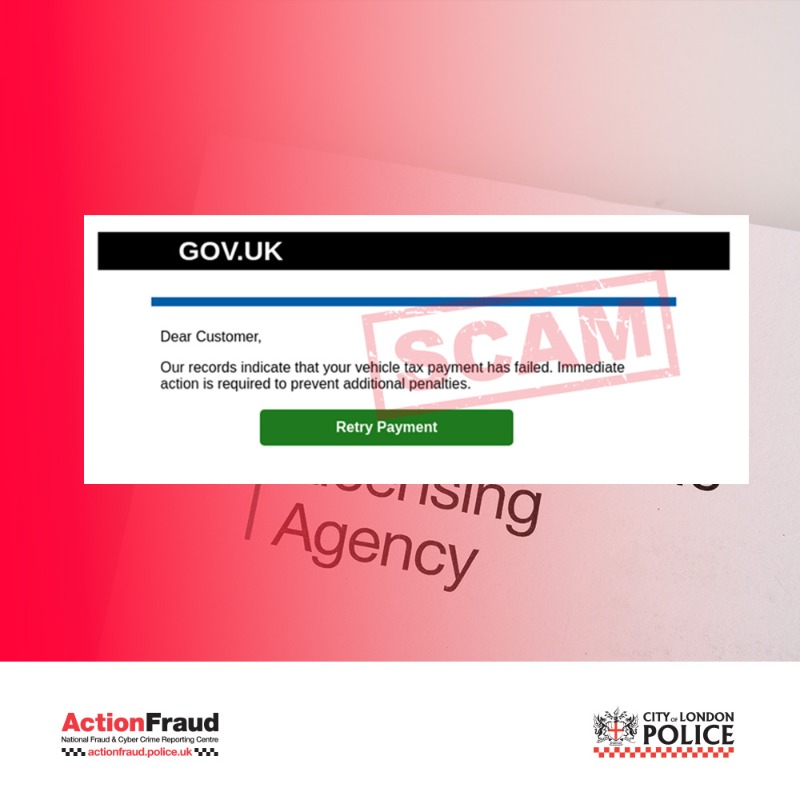 reportfrauduk's tweet photo. 🚨SCAM WARNING🚨

⚠️We've received over 1,100 reports about FAKE emails claiming to be from the #DVLA. The emails claim that your "vehicle tax payment has failed" to steal your information.

📨 You can report it by forwarding it to report@phishing.gov.uk.

#PhyshyFriday