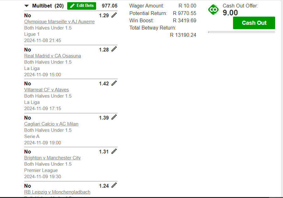 IThidiela's tweet photo. I just placed a bet with Betway. Tap here to copy my bet or search for this booking code in the Multi Bet betslip X838A3F1D https://t.co/YB7HxuyTHw
Both half under 1.5 = No๐ฅ๐ฅ๐ฅ๐ฅ
#Amsterdam #Ndlozi #Mbuyiseni ##uthandonoxolo #Mozambique #Deputy President ##Brazmata #betway https://t.co/RauS1s0IeK