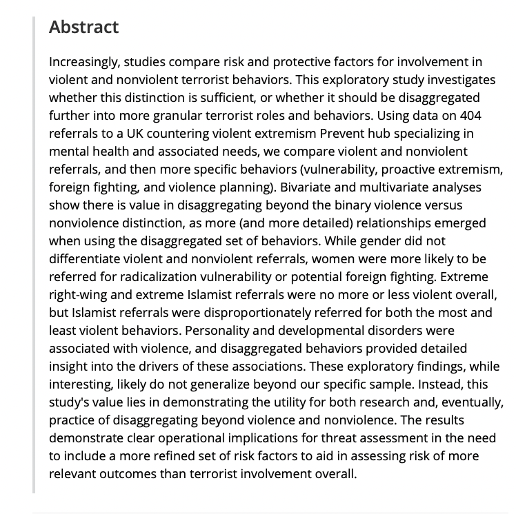 Paul Gill (@paulgill_ucl) on Twitter photo Our latest led by <a href="/SeawardAmber/">Dr Amber Seaward</a> : Analyzing closed-source data to compare specific roles and behaviors within violent and nonviolent terrorist involvement - shorturl.at/sK7UV - Our latest led by <a href="/SeawardAmber/">Dr Amber Seaward</a> : Analyzing closed-source data to compare specific roles and behaviors within violent and nonviolent terrorist involvement - shorturl.at/sK7UV -
