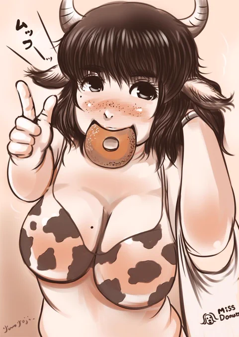ジョオジ史上、ラフでもなんかエエ感じに描けたぽっちゃり牛娘さん#いいおっぱいの日 
