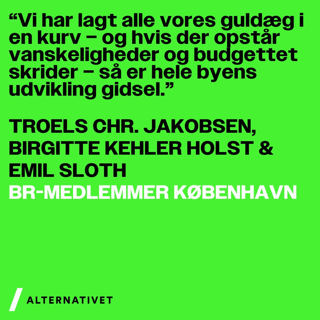 Alternativet København: Lynetteholmen holder hele byens udvikling som gidsel🌍

“Vi har lagt alle vores guldæg i en kurv – og hvis der opstår vanskeligheder og budgettet skrider – så er hele byens udvikling gidsel”

Lad os #tænkosom