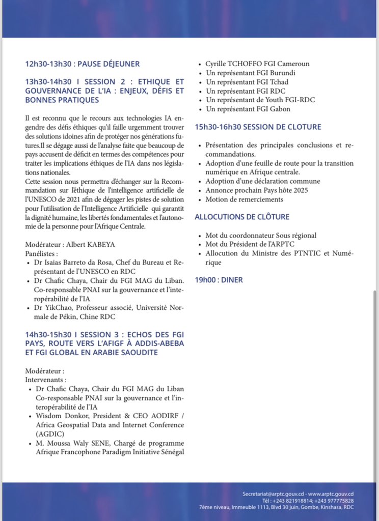 Programme de la deuxième journée de notre #FGIAC2024 <a href="/intgovforum/">IGF - Internet Governance Forum</a>