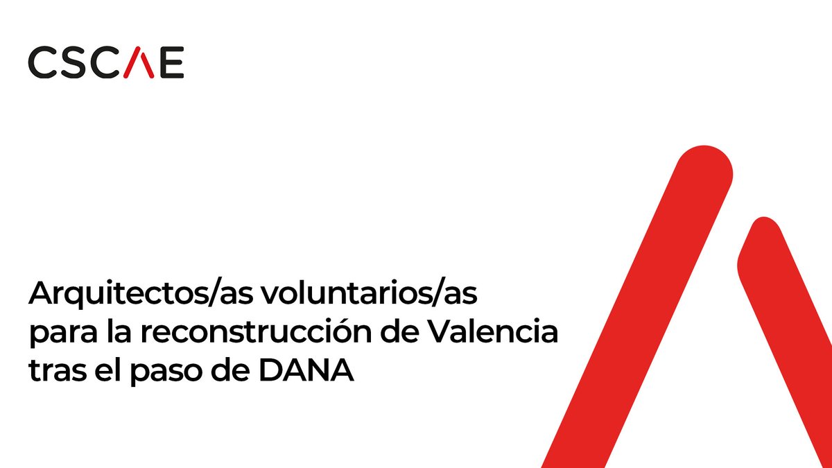 El Colegio Oficial de Arquitectos de la Comunidad Valenciana <a href="/COACV/">COACV</a> solicita el apoyo de todos los Colegios de Arquitectos del país para constituir un listado de profesionales voluntarios/as para la reconstrucción de Valencia tras el paso de la DANA

cscae.com/index.php/cono…
