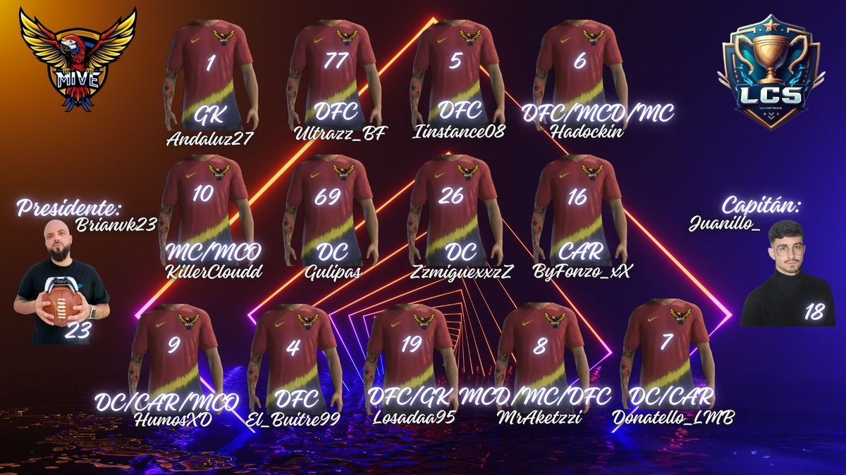 ¿Estáis preparados? Este es nuestro equipazo para el 5 split de @LCS_ClubesPro  que comienza hoy! 

Desde mi canal twitch.tv/brianvk23 o el de nuestro capitán twitch.tv/juaanillo_ podéis vernos todos los viernes a partir de las 22.00.

Os esperamos!
Vamos MiVe!! GO MiVe!!