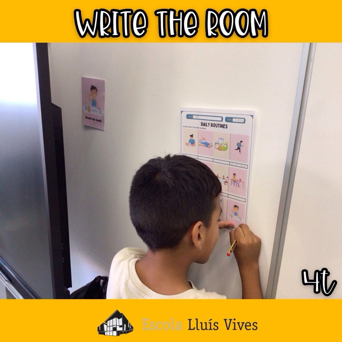 El nens i nenes  de 4t fan anglès el dimarts a la tarda. Van haver de buscar per l'aula les "daily routines".
#englishteacher #primaria
Publicat per Eva i Lola (6è)