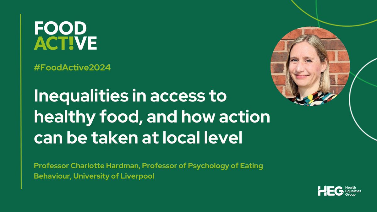 Prof Charlotte Hardman (@charlottehardm3) on Twitter photo Looking forward to presenting at the #FoodActive2024 annual conference next week!
I'll be talking about inequalities in access to healthy food, and how action can be taken at local level.
More info & full agenda here: eventbrite.co.uk/e/increasing-a… <a href="/food_active/">Food Active</a> Looking forward to presenting at the #FoodActive2024 annual conference next week!
I'll be talking about inequalities in access to healthy food, and how action can be taken at local level.
More info & full agenda here: eventbrite.co.uk/e/increasing-a… <a href="/food_active/">Food Active</a>