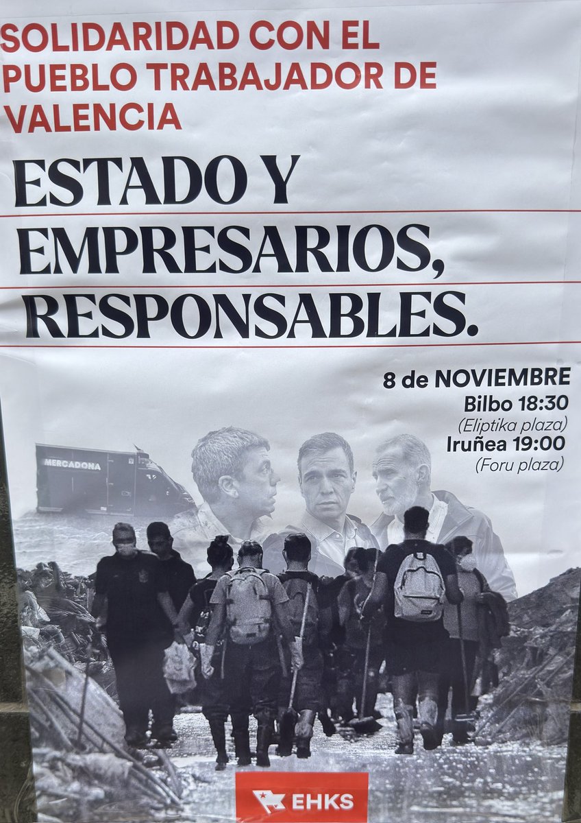 IbaiTurner's tweet photo. Si si, #EHKS mucha solidaridad con el pueblo trabajador de #Valencia, pero desde casa, media hora tras una pancarta y luego unos potes por lo viejo.
Hasta los nassis os han adelantado ayudando al pueblo. https://t.co/kfBIM7HAYa