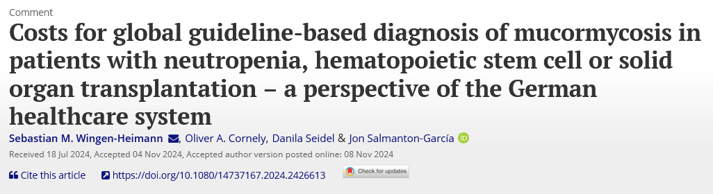 🔍 New study in #Germany assesses the #costs of #diagnosing #mucormycosis in high-risk patients. Findings emphasize the economic benefits of #guideline-based diagnostics for better outcomes and reduced healthcare costs. 🇩🇪💉

📰tandfonline.com/doi/full/10.10…

🧵👇