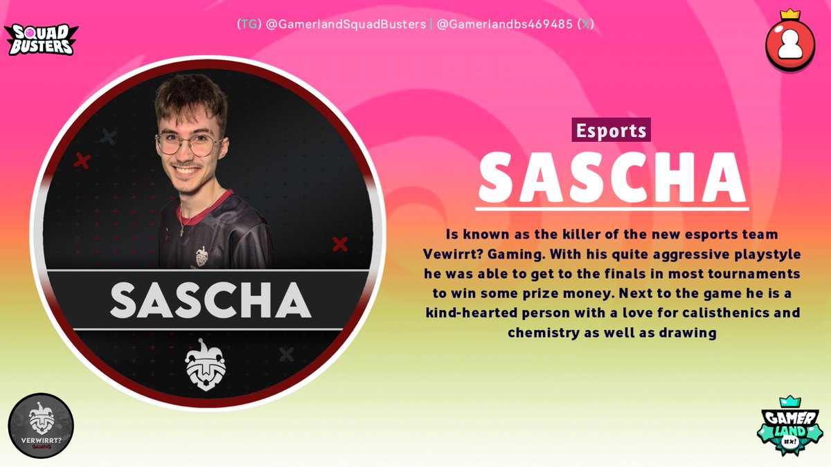 GamerlandMedia's tweet photo. ⚡️⚡️OFFICIAL: @saschurik on the interview! One of the players of @VerwirrtGaming and one of Germany's best players will share tips with us and we'll find out what it's like to be one of the best in Germany🇩🇪
📅Interview date: 11th November
#SquadBusters #InterviewAnnouncement https://t.co/Mqyc9laoJl