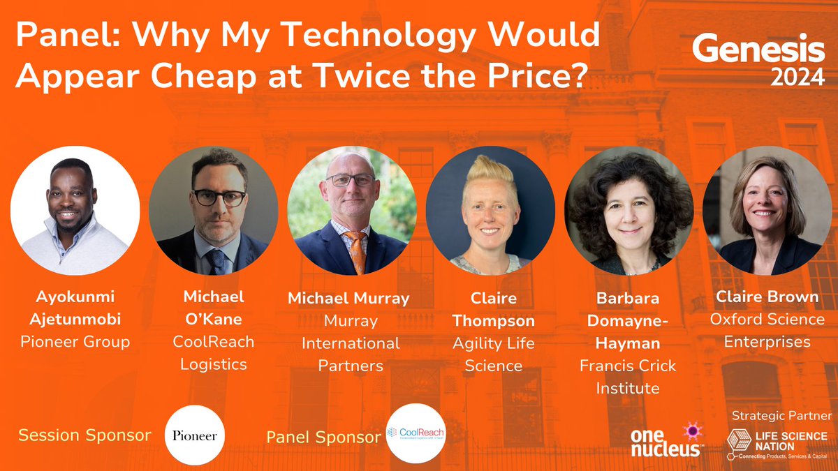 One Nucleus (@onenucleus) on Twitter photo Join us at Genesis 2024 on 4 December at 1 Wimpole Street, London to meet the life science ecosystem. Don't miss the panel: Why My Technology Would Appear Cheap at Twice the Price?
Session sponsored by <a href="/PioneerGrp/">Pioneer Group</a>
Panel sponsored by #coolreachlogistics
genesisconference.com Join us at Genesis 2024 on 4 December at 1 Wimpole Street, London to meet the life science ecosystem. Don't miss the panel: Why My Technology Would Appear Cheap at Twice the Price?
Session sponsored by <a href="/PioneerGrp/">Pioneer Group</a>
Panel sponsored by #coolreachlogistics
genesisconference.com