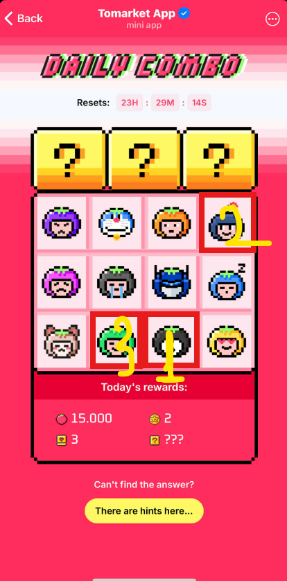 SOLVED! 🍷
 Here's Today's Tomarket daily Combo  
📷 Pick the image in the combo  Combo from other projects, important information, stay tuned to learn more  
📷 15.000   
#Tomarket  #Major #Tapswap #xempire #memefi #tomarketdailycombo 

#blumcode <a href="/PawsUpFam/">PAWS</a>