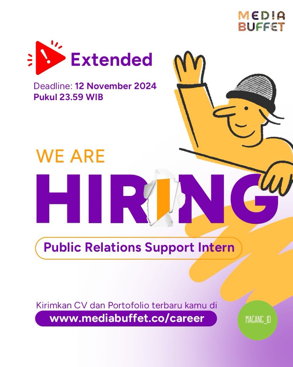 sobatmagang_id's tweet photo. 🏢 MEDIA BUFFET
👤 Public Relation Support Intern
💰 Paid Internship
💻 Hybrid Working
🔗 https://t.co/YP7hy8Jwbg
#MagangID #magang #infoMagang #anakMagang #cariAnakMagang #magangJkt #magangJakarta #infoMagangJkt #infoMagangJakarta #paidinternship #magangJabodetabek #MediaBuffet https://t.co/c920tGa0ze